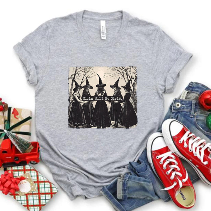 Girls Will Be Girls Witch Grey T-Shirts