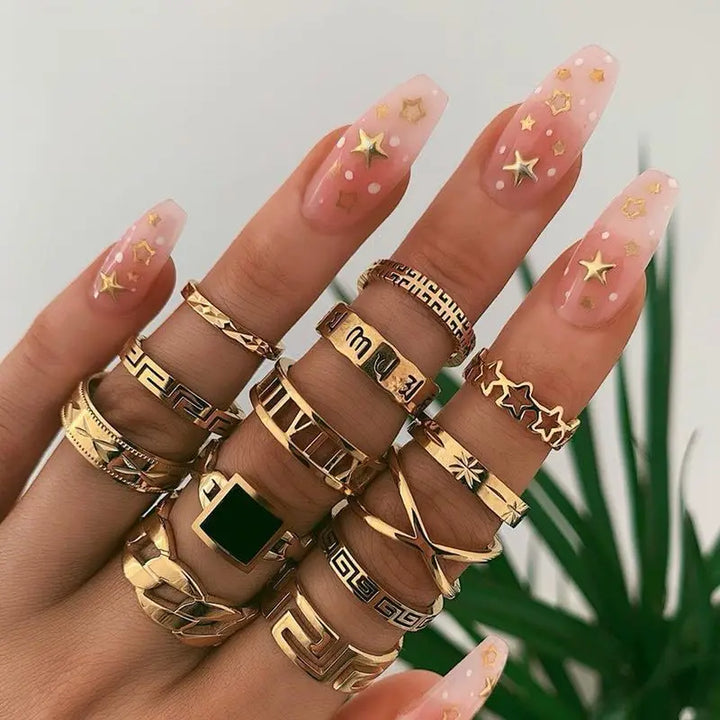 Gold Boho Ring Set