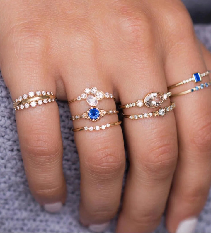 Gold CZ Crystal Boho Ring Sets