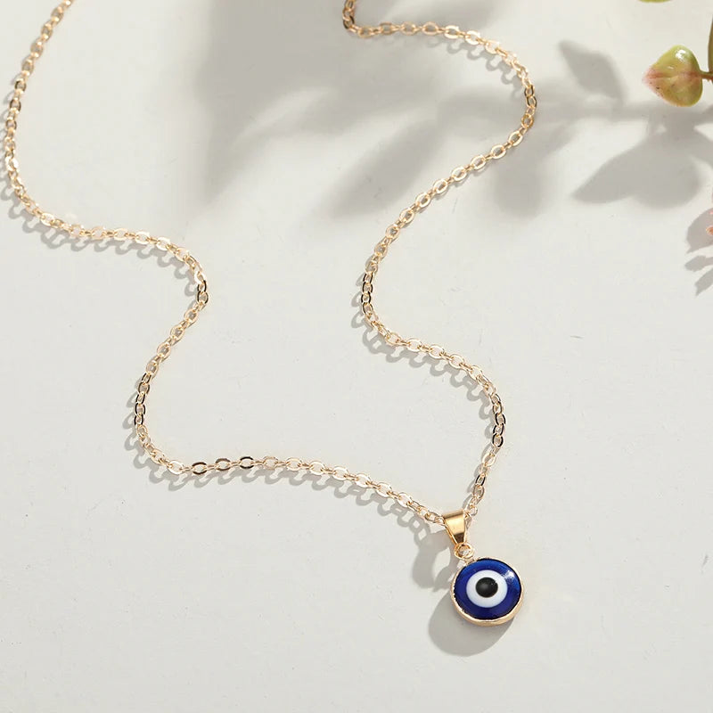 Gold Evil Eye Dark Blue Necklace