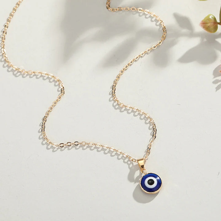 Gold Evil Eye Dark Blue Necklace