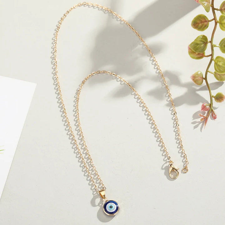 Gold Evil Eye Glitter Necklace