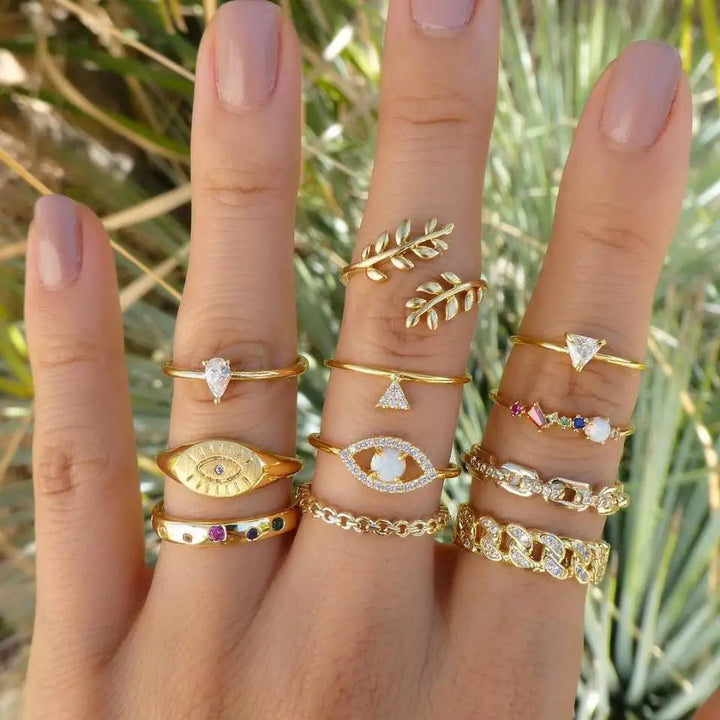 Gold Eye Boho Rings
