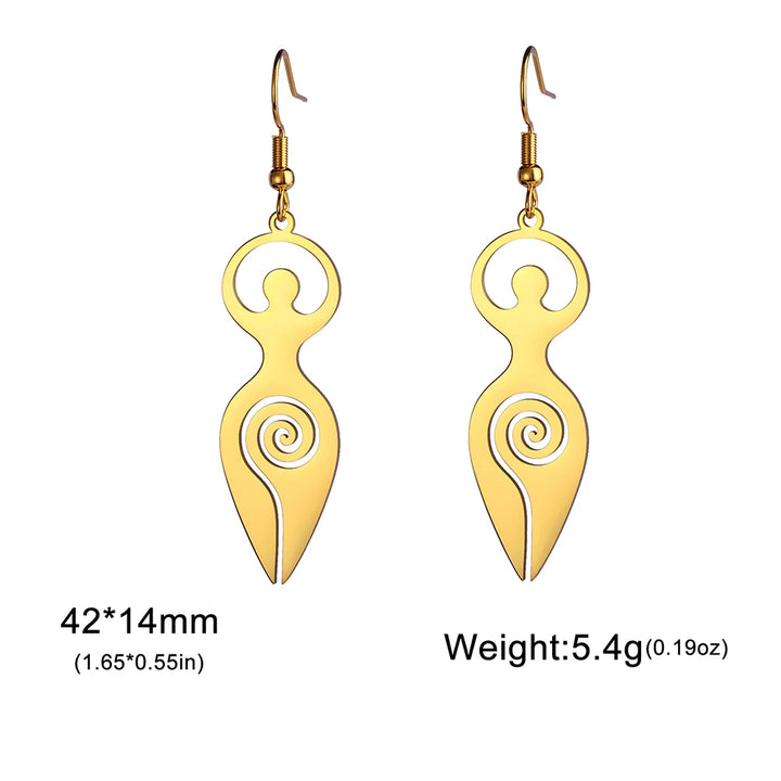 Gold Goddess Spiral Earrings
