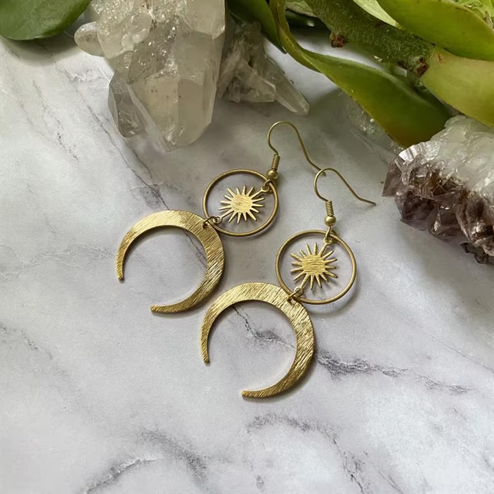 Gold Moon Sun Earrings