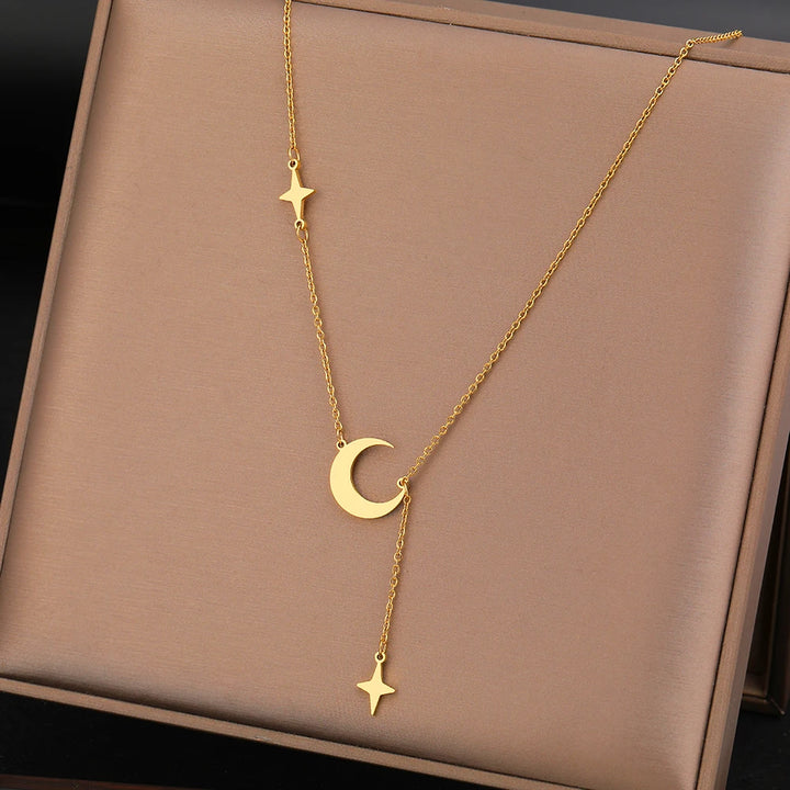 Gold Star Moon Necklaces