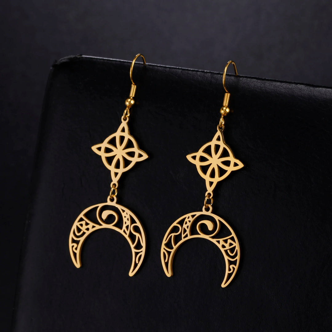 Gold Witches Knot Earrings