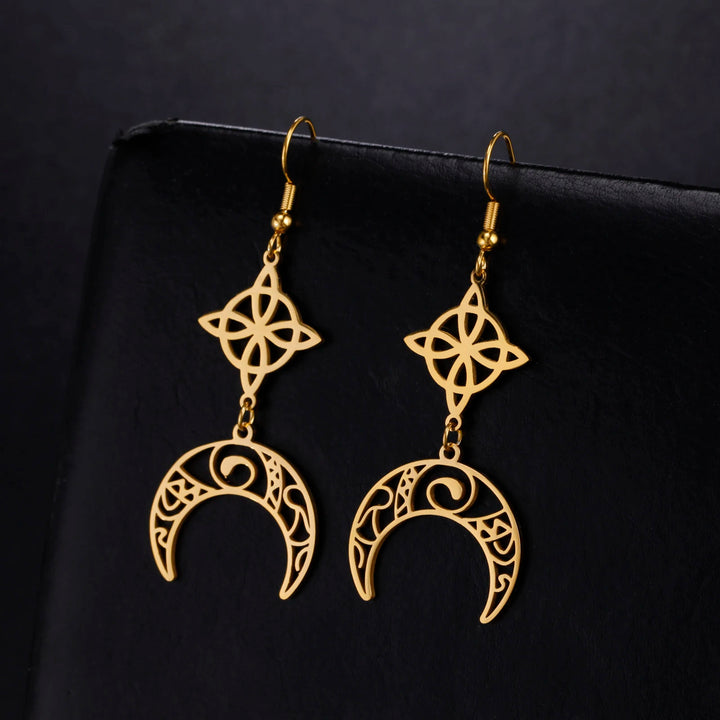 Gold Witches Knot Earrings