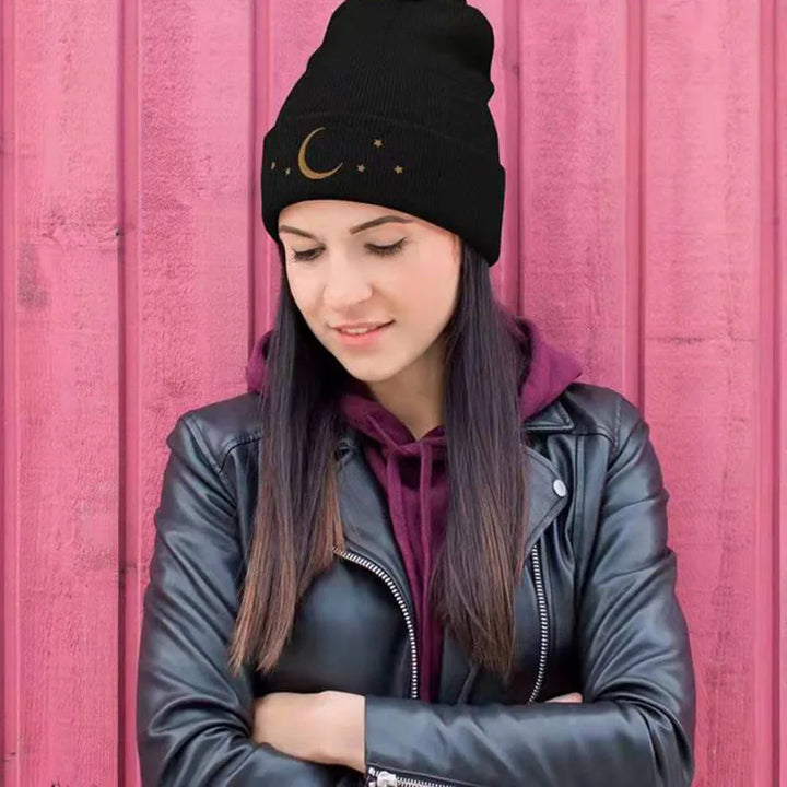 Golden Moon & Stars Beanie For Women