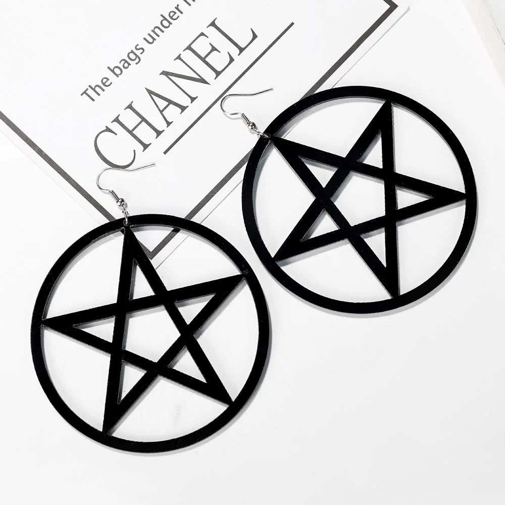 Goth Pentacle Earrings
