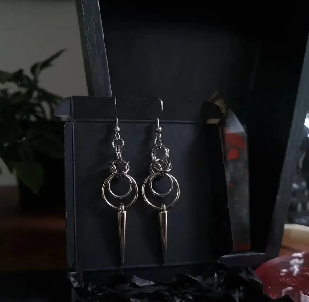 Goth Spike Chainmail Earrings