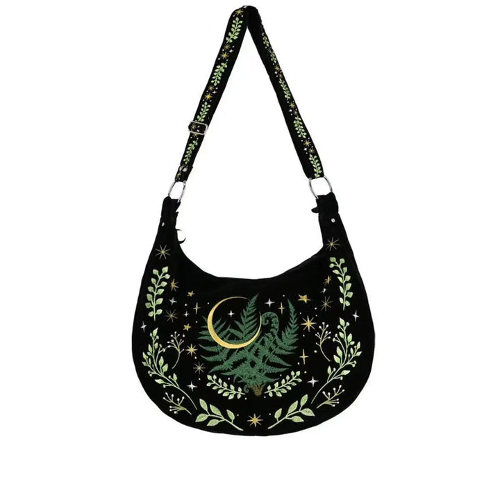 Goth Y2K Moon Plant Shoulder Bag