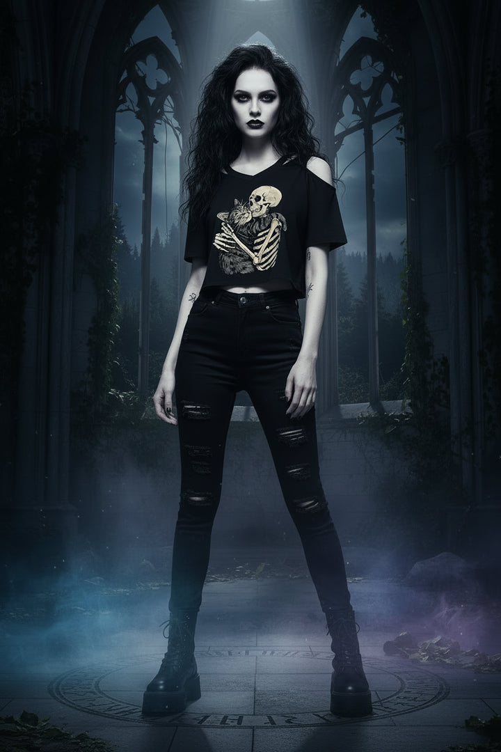 Gothic Cat Lover Crop Top