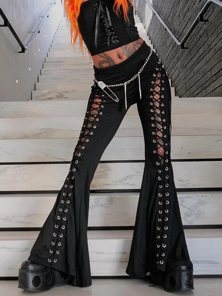 Gothic High Waist Flare Pants