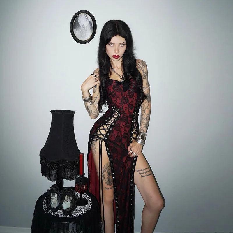 Gothic Rose High Split Dress