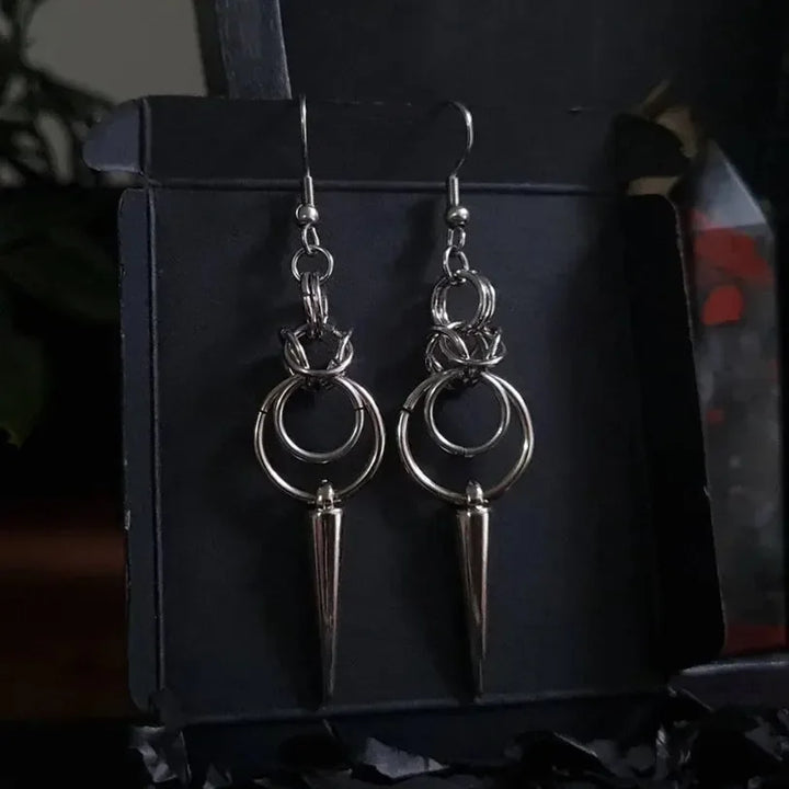 Gothic Spike Chainmail Earrings