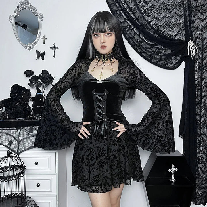 Gothic Velvet Lace Corset Dress