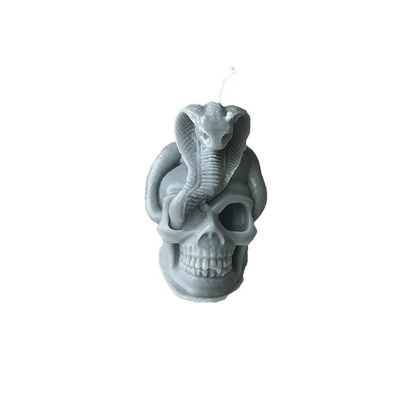 Gray Cobra Skull Candle