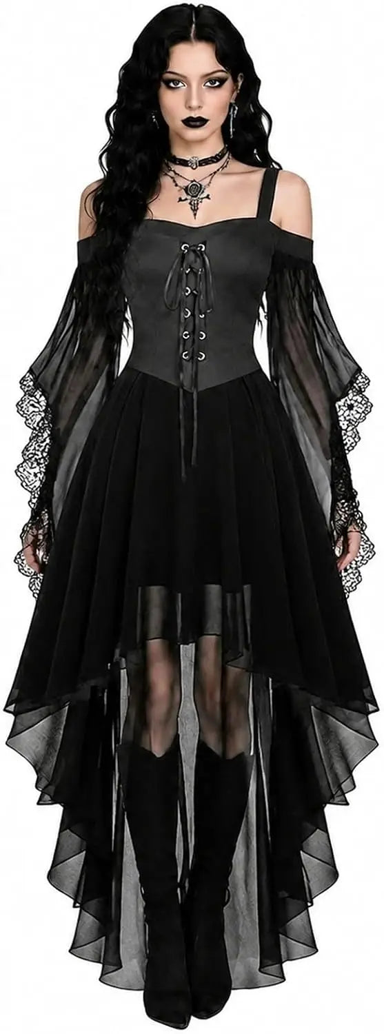 Gray Lace Witch Costume Dress