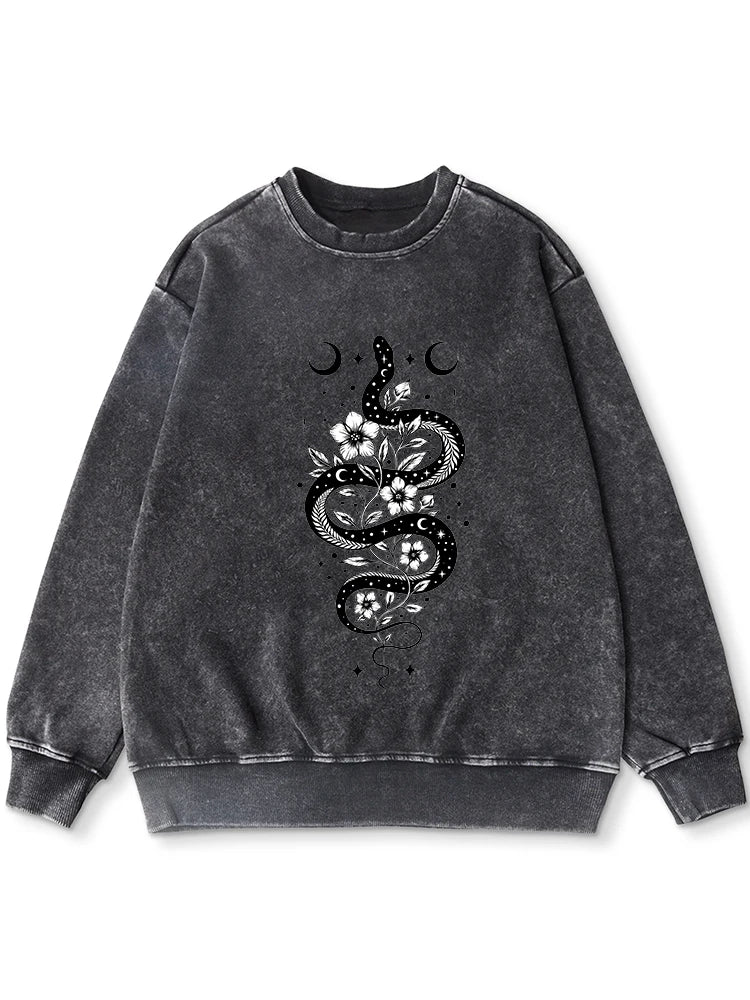 Gray Snake Moon Flower Sweatshirt