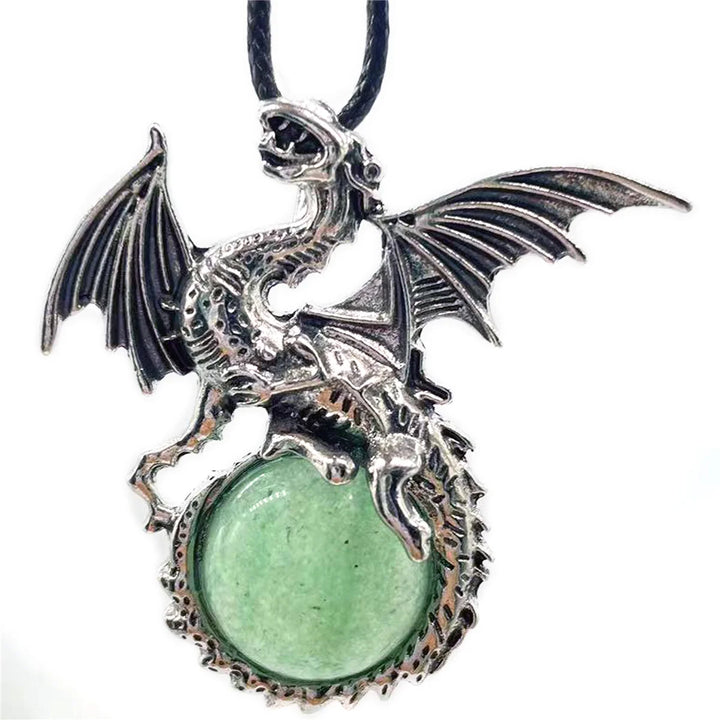 Green Agate Crystal Dragon Necklaces
