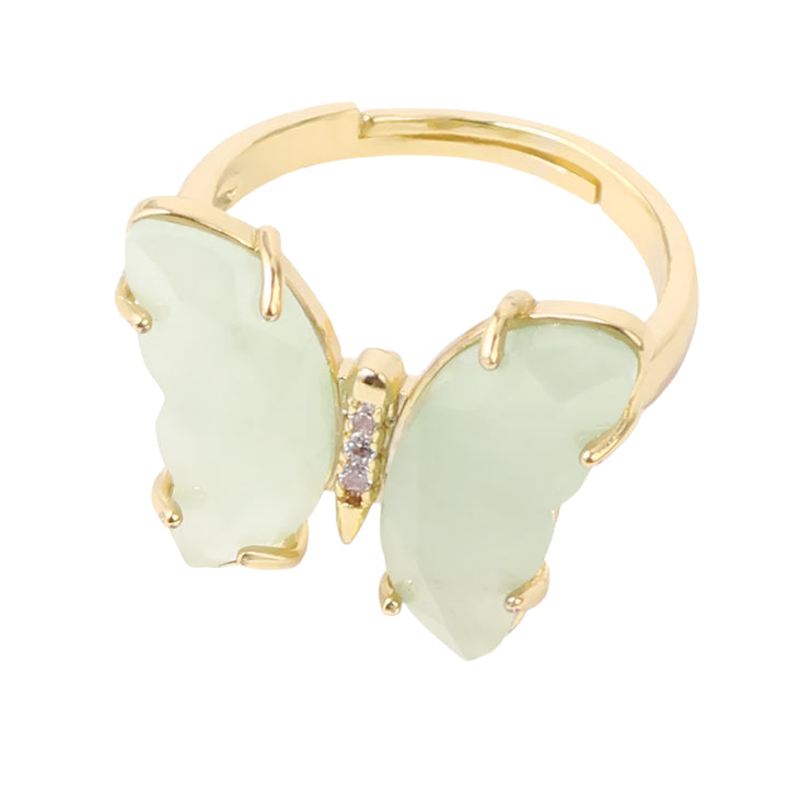 Green Aventurine Butterfly Gold Ring