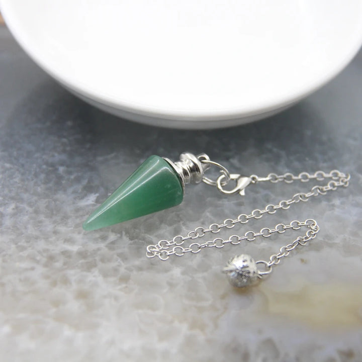 Green Aventurine Crystal Silver Pendulums