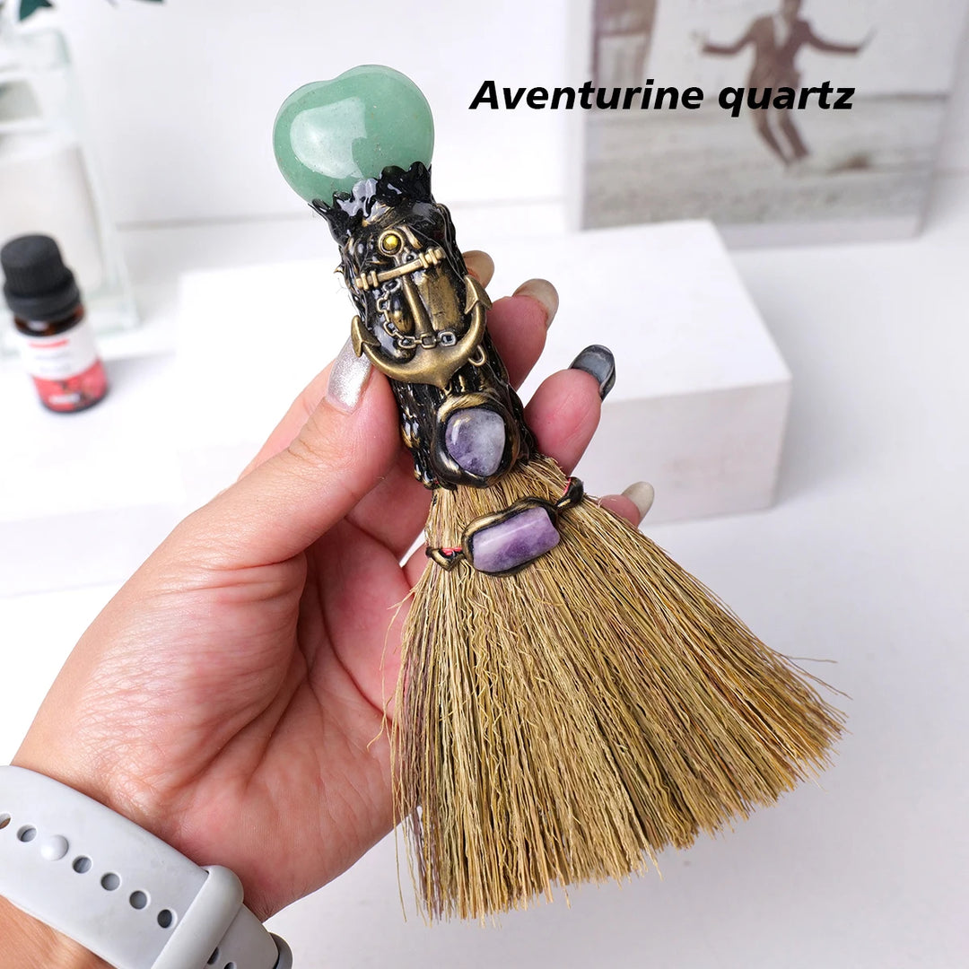 Green Aventurine Heart Witch Broom