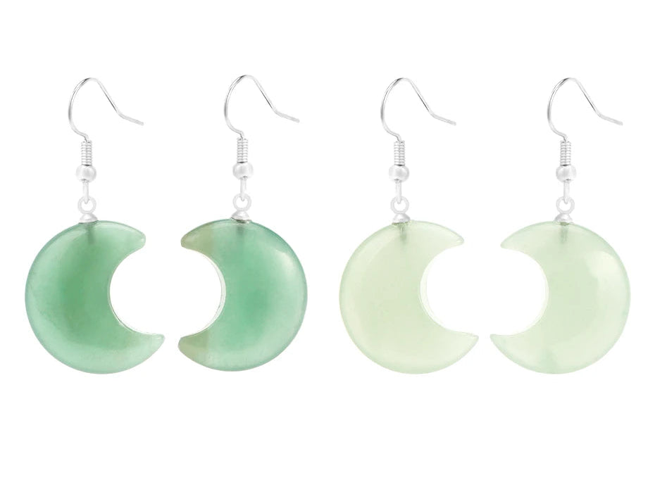 Green Aventurine Moon Earrings