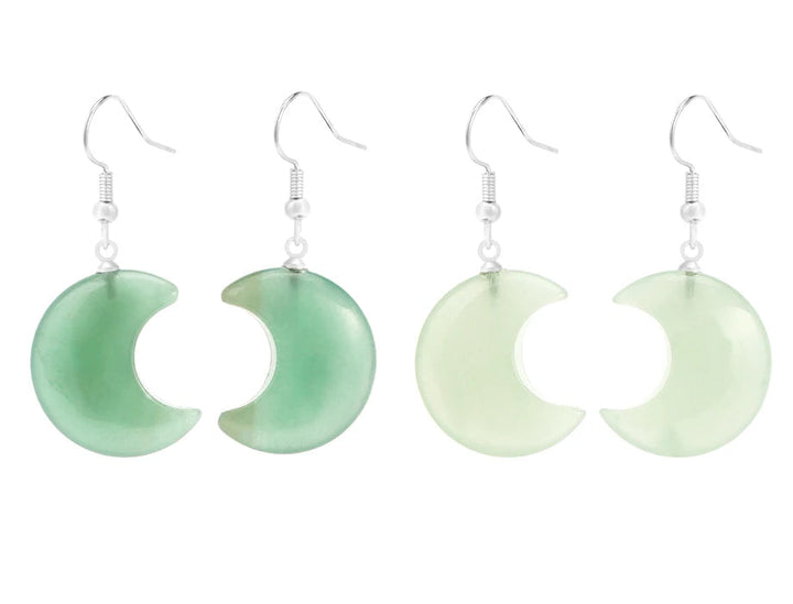 Green Aventurine Moon Earrings