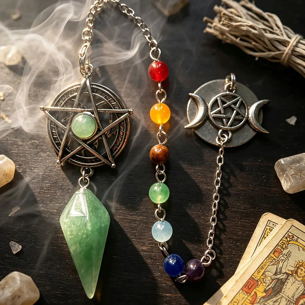 Green Aventurine Pentacle Chakra Pendulums
