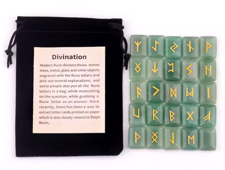 Green Aventurine Stone Runes