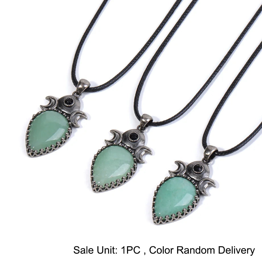 Green Aventurine Triple Moon Necklace