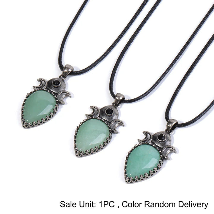Green Aventurine Triple Moon Necklace