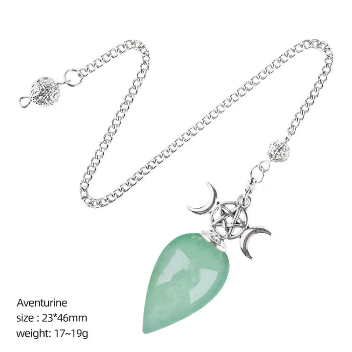 Green Aventurine Triple Moon Pentacle Pendulum