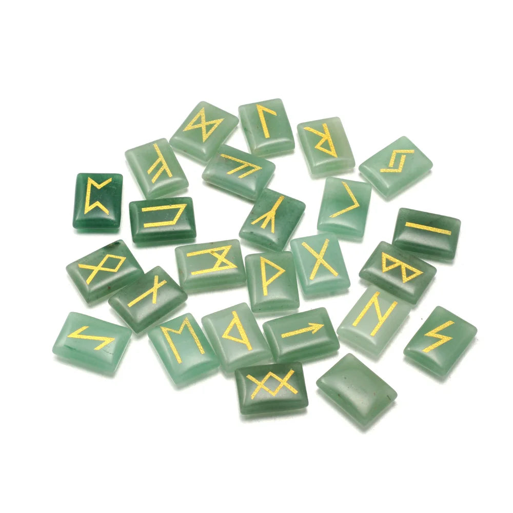 Green Aventurine Viking Runes