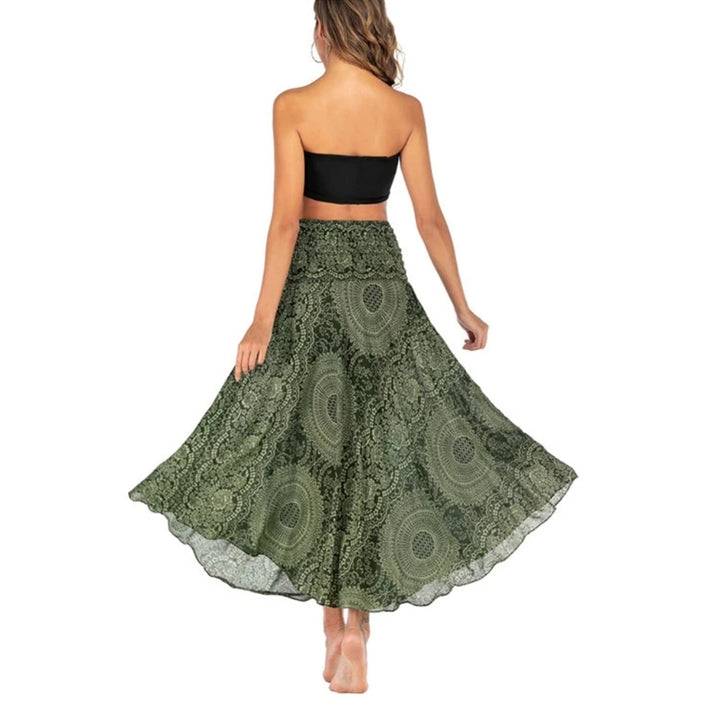 Green Boho Floral Skirt