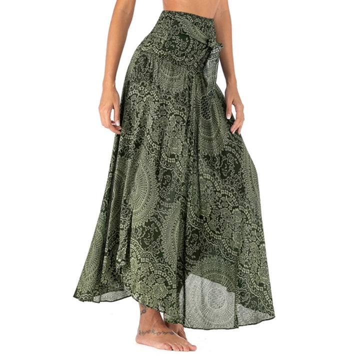 Green Boho Floral Skirts
