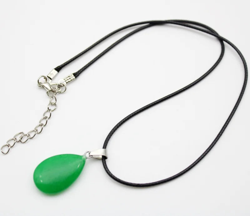 Green Jade Teardrop Necklace