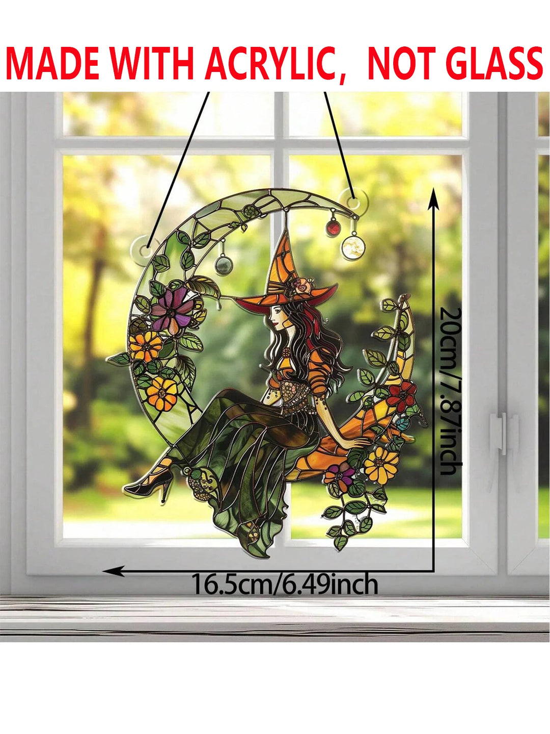 Green Witch Moon Window Sun Catcher