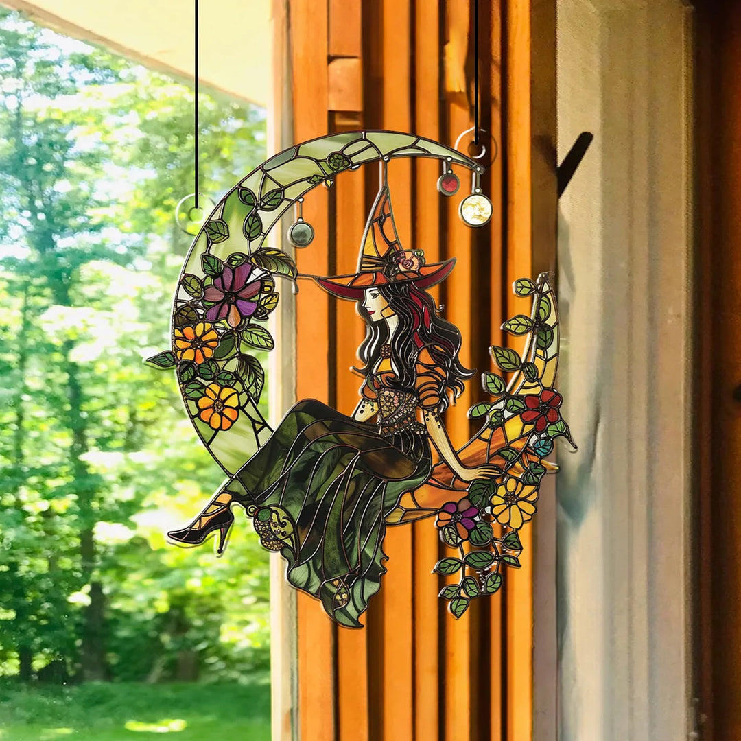 Green Witch Moon Window Suncatcher