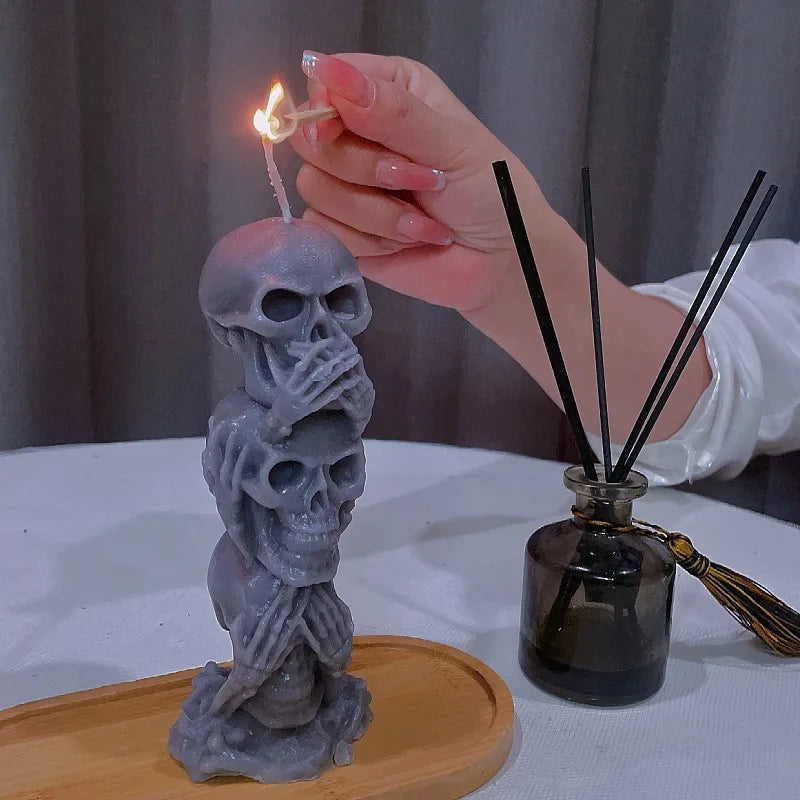 Grey Skull Ritual Candle