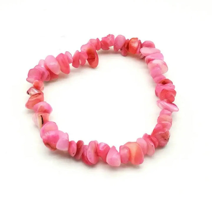 Pink Seashell Crystal Chip Bracelets For Sale | Green Witch Creations