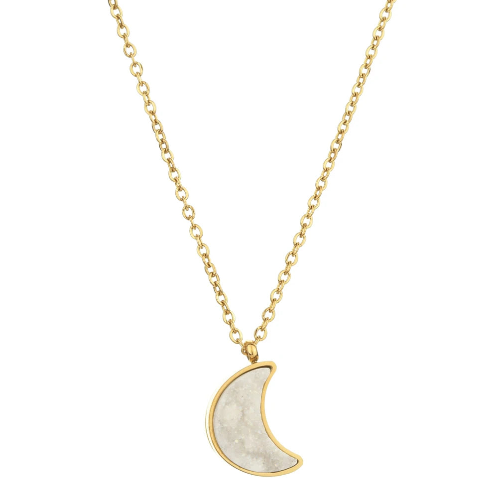 Moon Druzy Gold Necklaces | Green Witch Creations