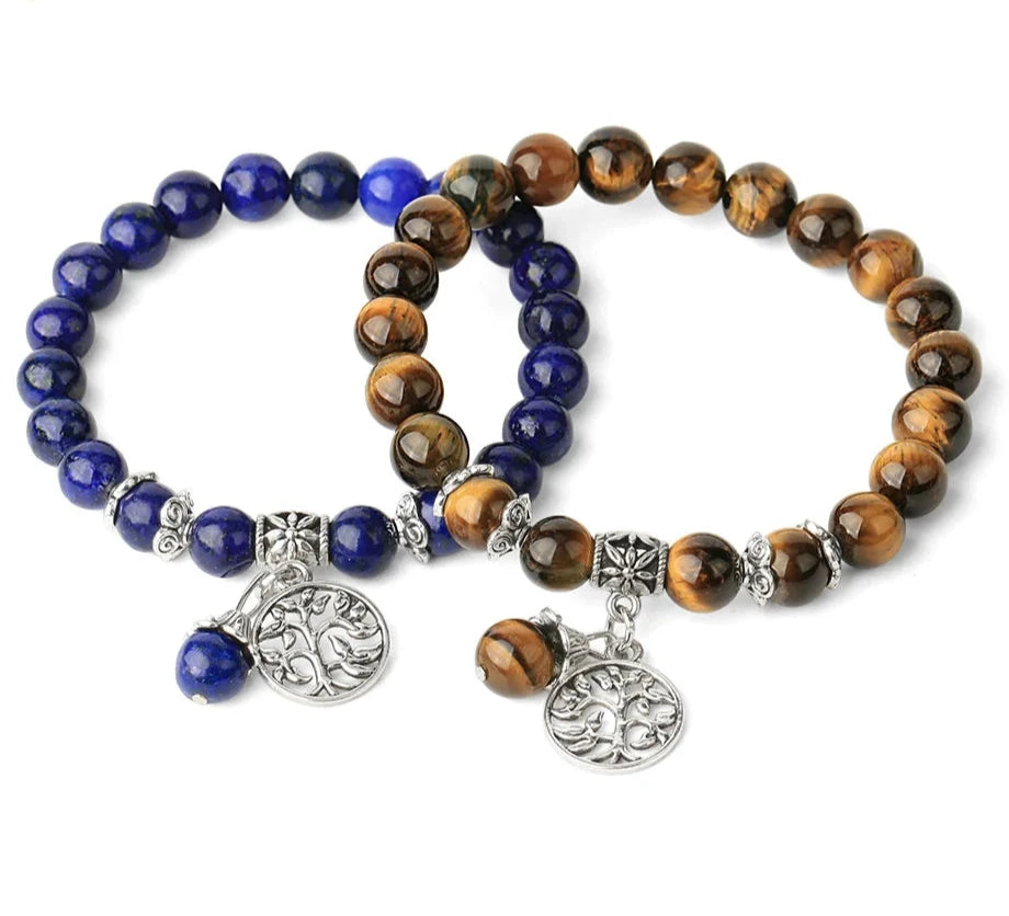 Tree of Life Charm Stone Bead Bracelets