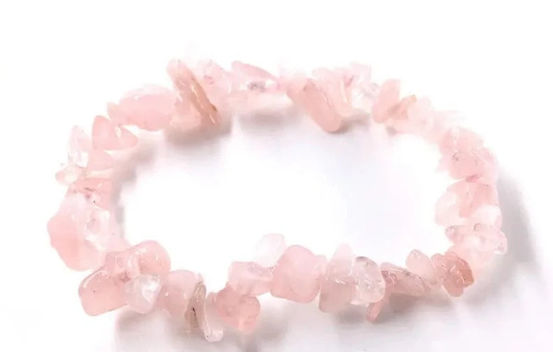 Rose Quartz Crystal Chip Bracelets For Sale | Green Witch Creations