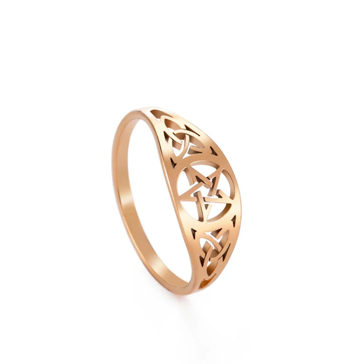 Rose Gold Trinity Pentacle Stainless Steel Rings | Green Witch Creations