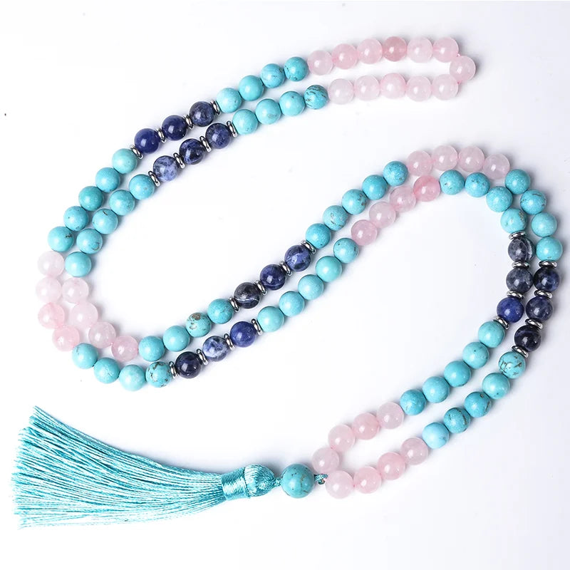 Turquoise, Rose Quartz, Lapis Lazuli Prayer Bead Necklace | Green Witch Creations