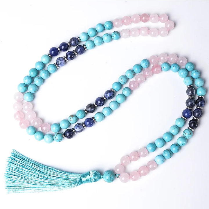 Turquoise, Rose Quartz, Lapis Lazuli Prayer Bead Necklace | Green Witch Creations