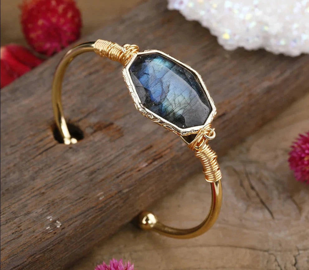 Labradorite Wire Wrapped Bracelet For Sale | Green Witch Creations